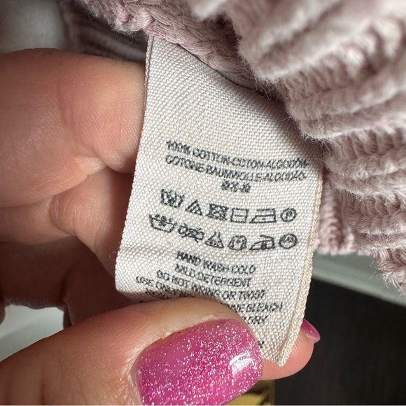 Free People Pink Oversized Cropped Sweater Knit Slouchy Pullover S - Picture 6 of 7